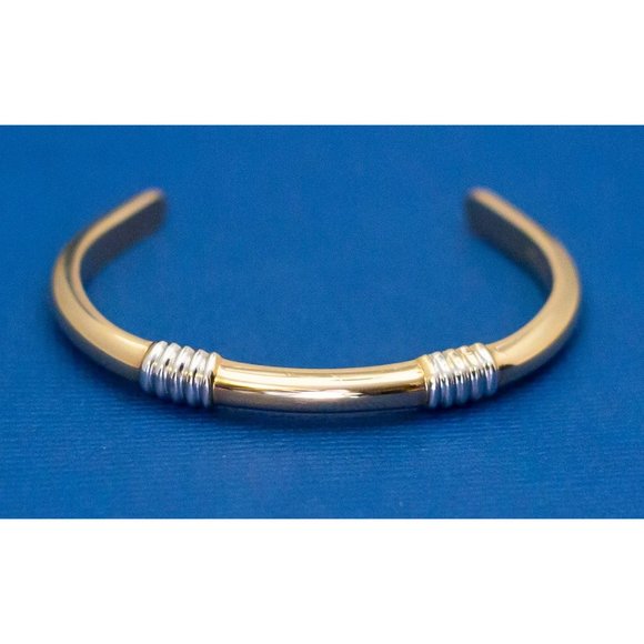 6 inch, Vintage Gold Tone Minimalist Unique  Cuff Bracelet by Avon - D11 - Picture 2 of 3